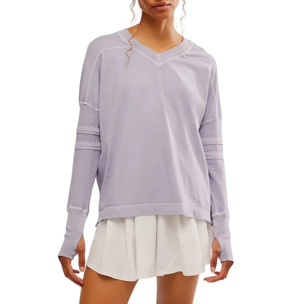 Free People FP Movement All Star Oversize Long Sleeve T-Shirt In Purple Size XL